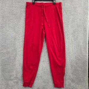 Primary Pajama Pants Women's Medium Red Knit Organic Cotton Pull On Drawstring